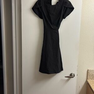 Calvin Klein Black Sheath Midi Dress with Flutter Sleeves